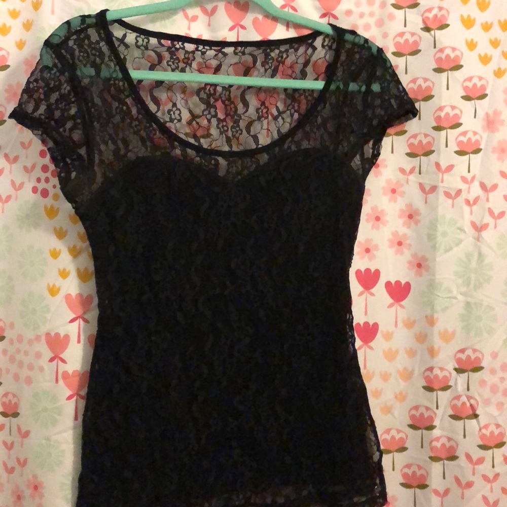 Guess black lace top